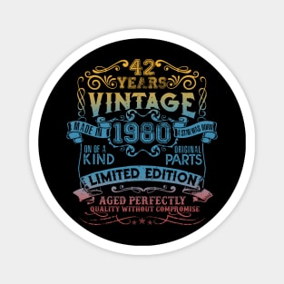 42 Years old Vintage 1980 Limited Edition 42nd Birthday Magnet